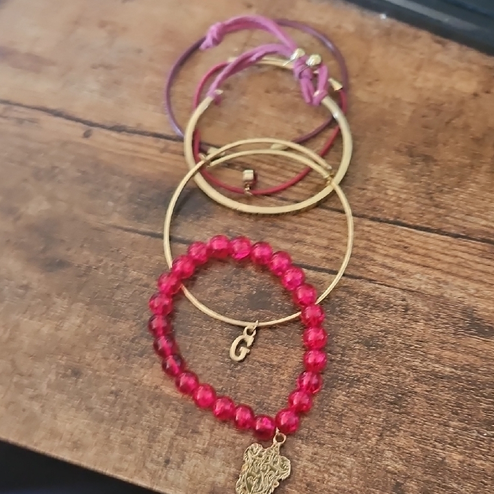 Gold and Pink Bracelet Set